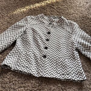 Nicole Black and White Chevron Patterned Blazer